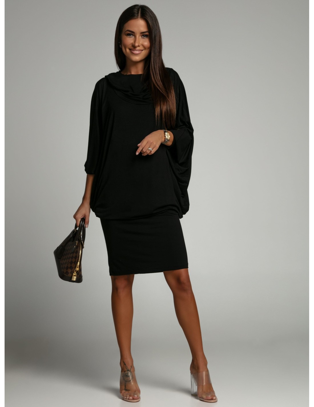 Multifunctional dress/tunic/hoodie 3 in 1 black FG620